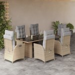 vidaXL Set mobilier pentru grădină, 7 piese, cu perne, bej, poliratan vidaXL Set mobilier pentru grădină, 7 piese, cu perne, bej, poliratan