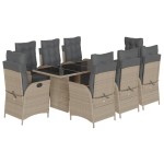 vidaXL Set mobilier grădină cu perne, 9 piese, gri deschis, poliratan
