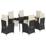 vidaXL Set mobilier de grădină cu perne, 7 piese, negru, poliratan vidaXL Set mobilier de grădină cu perne, 7 piese, negru, poliratan