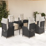 vidaXL Set mobilier de grădină cu perne, 7 piese, negru, poliratan vidaXL Set mobilier de grădină cu perne, 7 piese, negru, poliratan