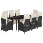vidaXL Set mobilier de grădină cu perne, 9 piese, negru, poliratan vidaXL Set mobilier de grădină cu perne, 9 piese, negru, poliratan