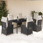 vidaXL Set mobilier de grădină cu perne, 7 piese, negru, poliratan vidaXL Set mobilier de grădină cu perne, 7 piese, negru, poliratan