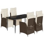 vidaXL Set mobilier de grădină, 5 piese, cu perne, maro, poliratan