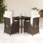 vidaXL Set mobilier de grădină, 5 piese, cu perne, maro, poliratan vidaXL Set mobilier de grădină, 5 piese, cu perne, maro, poliratan