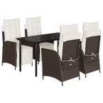 vidaXL Set mobilier de grădină, 5 piese, cu perne, maro, poliratan vidaXL Set mobilier de grădină, 5 piese, cu perne, maro, poliratan
