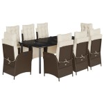 vidaXL Set mobilier de grădină cu perne, 9 piese, maro, poliratan