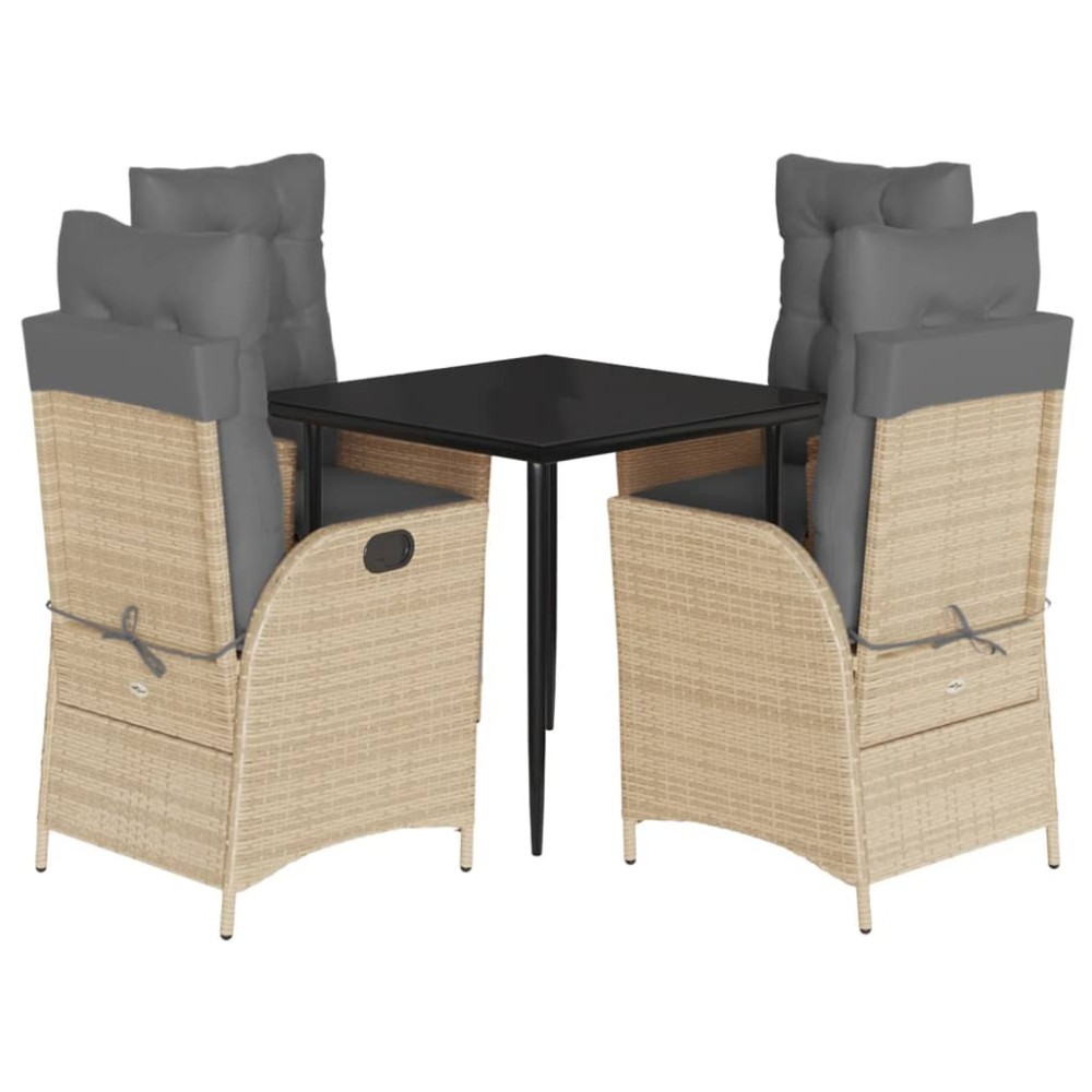 vidaXL Set mobilier pentru grădină, 5 piese, cu perne, bej, poliratan