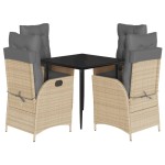 vidaXL Set mobilier pentru grădină, 5 piese, cu perne, bej, poliratan vidaXL Set mobilier pentru grădină, 5 piese, cu perne, bej, poliratan
