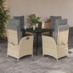 vidaXL Set mobilier pentru grădină, 5 piese, cu perne, bej, poliratan vidaXL Set mobilier pentru grădină, 5 piese, cu perne, bej, poliratan