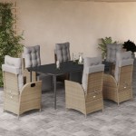 vidaXL Set mobilier pentru grădină, 7 piese, cu perne, bej, poliratan vidaXL Set mobilier pentru grădină, 7 piese, cu perne, bej, poliratan