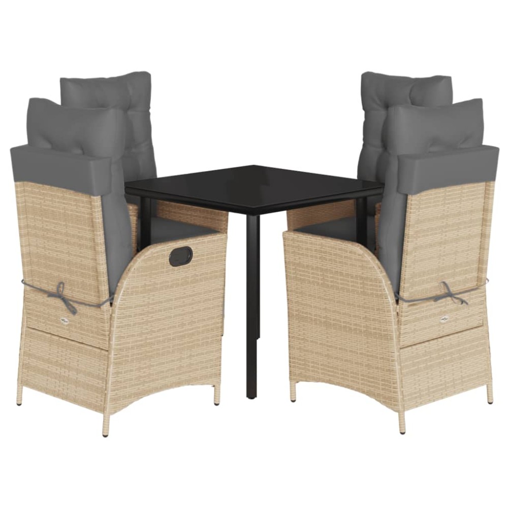 vidaXL Set mobilier pentru grădină, 5 piese, cu perne, bej, poliratan