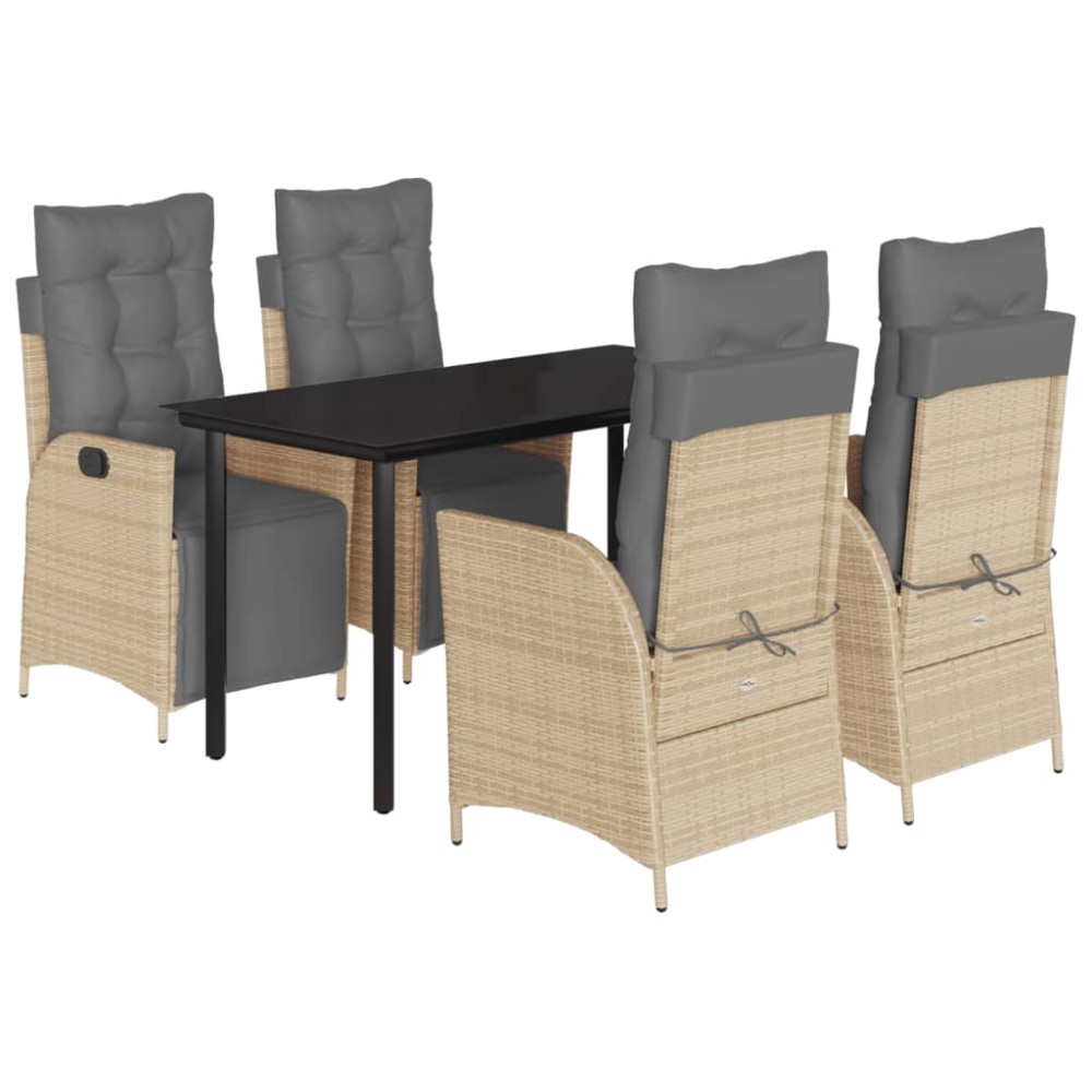 vidaXL Set mobilier pentru grădină, 5 piese, cu perne, bej, poliratan