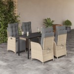 vidaXL Set mobilier pentru grădină, 5 piese, cu perne, bej, poliratan vidaXL Set mobilier pentru grădină, 5 piese, cu perne, bej, poliratan