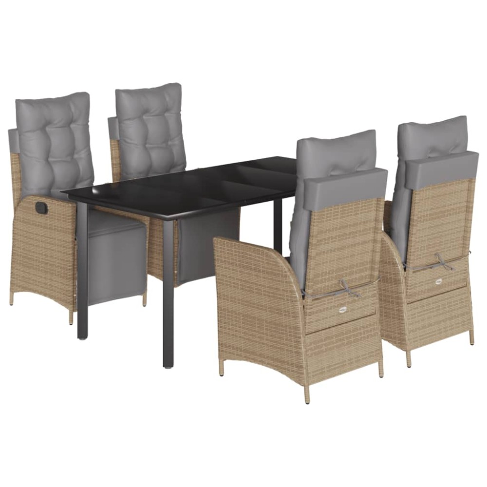 vidaXL Set mobilier pentru grădină, 5 piese, cu perne, bej, poliratan