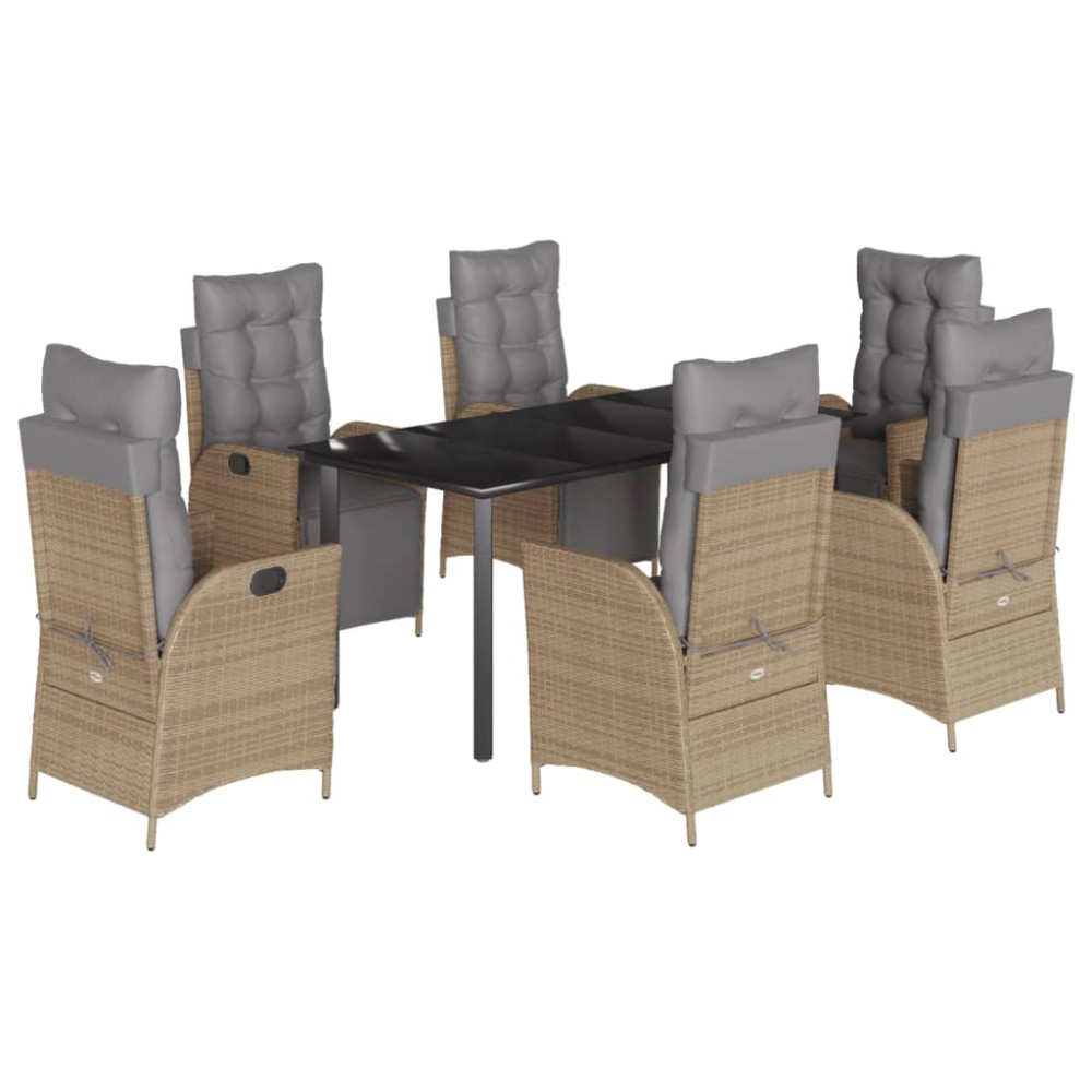 vidaXL Set mobilier pentru grădină, 7 piese, cu perne, bej, poliratan