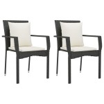 vidaXL Set mobilier de grădină cu perne, 9 piese, negru, poliratan