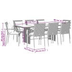 vidaXL Set mobilier grădină cu perne, 9 piese, gri, poliratan vidaXL Set mobilier grădină cu perne, 9 piese, gri, poliratan