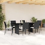vidaXL Set mobilier de grădină cu perne, 7 piese, negru, poliratan vidaXL Set mobilier de grădină cu perne, 7 piese, negru, poliratan