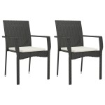 vidaXL Set mobilier de grădină cu perne, 7 piese, negru, poliratan vidaXL Set mobilier de grădină cu perne, 7 piese, negru, poliratan