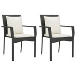 vidaXL Set mobilier de grădină cu perne, 9 piese, negru, poliratan