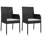 vidaXL Set mobilier de grădină cu perne, 9 piese, negru, poliratan