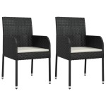vidaXL Set mobilier de grădină cu perne, 9 piese, negru, poliratan vidaXL Set mobilier de grădină cu perne, 9 piese, negru, poliratan