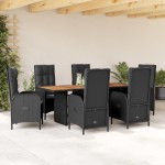 vidaXL Set mobilier de grădină cu perne, 7 piese, negru, poliratan vidaXL Set mobilier de grădină cu perne, 7 piese, negru, poliratan