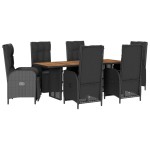 vidaXL Set mobilier de grădină cu perne, 7 piese, negru, poliratan vidaXL Set mobilier de grădină cu perne, 7 piese, negru, poliratan