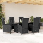 vidaXL Set mobilier de grădină cu perne, 7 piese, negru, poliratan vidaXL Set mobilier de grădină cu perne, 7 piese, negru, poliratan