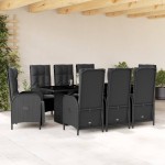 vidaXL Set mobilier de grădină cu perne, 9 piese, negru, poliratan vidaXL Set mobilier de grădină cu perne, 9 piese, negru, poliratan