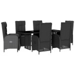 vidaXL Set mobilier de grădină cu perne, 7 piese, negru, poliratan vidaXL Set mobilier de grădină cu perne, 7 piese, negru, poliratan
