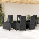 vidaXL Set mobilier de grădină cu perne, 7 piese, negru, poliratan vidaXL Set mobilier de grădină cu perne, 7 piese, negru, poliratan