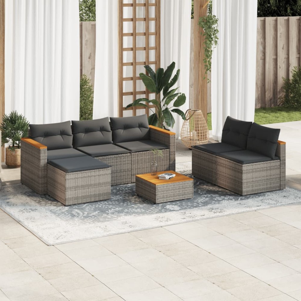 vidaXL Set canapea de grădină cu perne, 5 piese, poliratan/lemn acacia