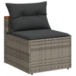vidaXL Set canapea de grădină cu perne, 5 piese, poliratan/lemn acacia vidaXL Set canapea de grădină cu perne, 5 piese, poliratan/lemn acacia