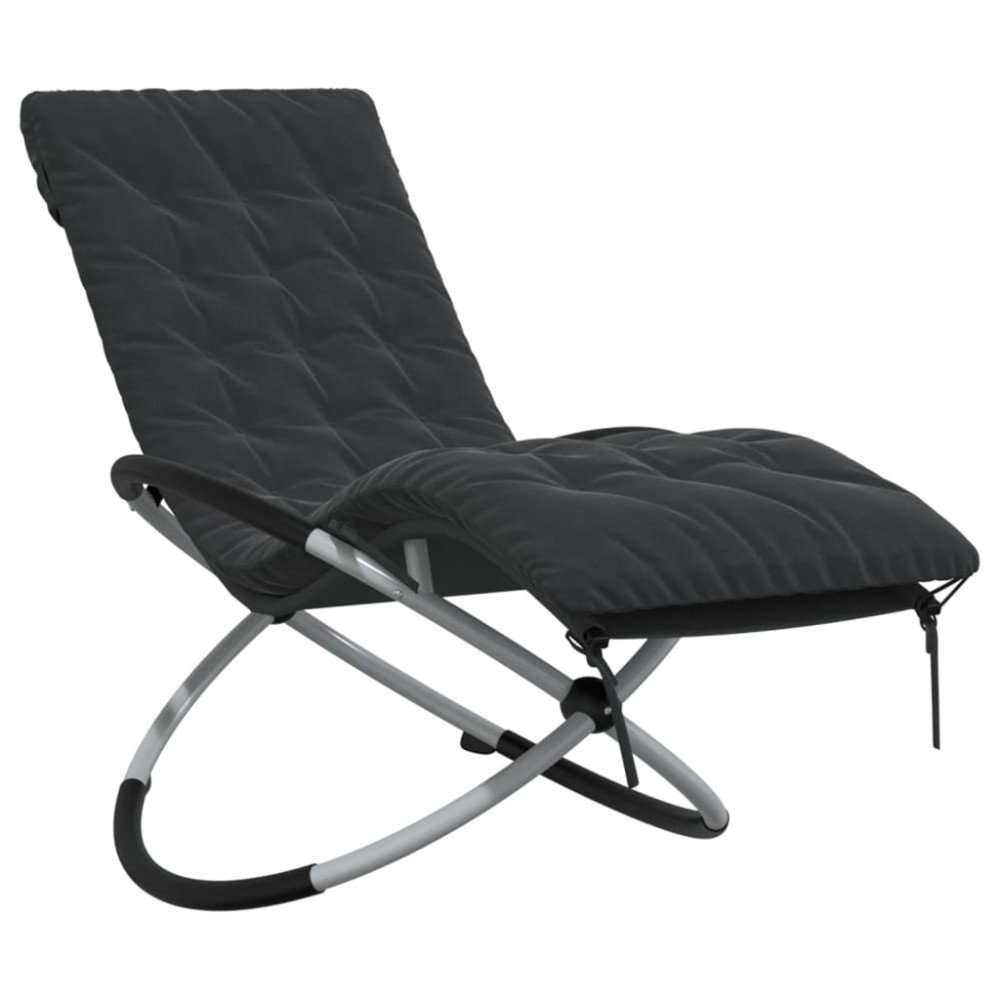 vidaXL Șezlong geometric cu pernă, negru și gri, oțel