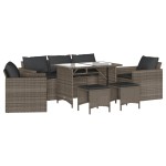 vidaXL Set mobilier grădină cu perne, 6 piese, gri, poliratan vidaXL Set mobilier grădină cu perne, 6 piese, gri, poliratan