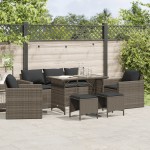 vidaXL Set mobilier grădină cu perne, 6 piese, gri, poliratan vidaXL Set mobilier grădină cu perne, 6 piese, gri, poliratan