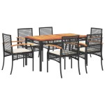 vidaXL Set mobilier de grădină cu perne, 7 piese, negru, poliratan vidaXL Set mobilier de grădină cu perne, 7 piese, negru, poliratan
