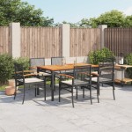 vidaXL Set mobilier de grădină cu perne, 7 piese, negru, poliratan vidaXL Set mobilier de grădină cu perne, 7 piese, negru, poliratan