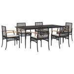 vidaXL Set mobilier de grădină cu perne, 7 piese, negru, poliratan vidaXL Set mobilier de grădină cu perne, 7 piese, negru, poliratan
