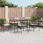 vidaXL Set mobilier de grădină cu perne, 7 piese, negru, poliratan vidaXL Set mobilier de grădină cu perne, 7 piese, negru, poliratan
