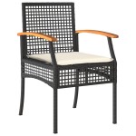 vidaXL Set mobilier de grădină cu perne, 7 piese, negru, poliratan vidaXL Set mobilier de grădină cu perne, 7 piese, negru, poliratan
