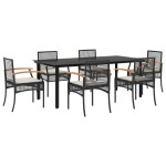 vidaXL Set mobilier de grădină cu perne, 7 piese, negru, poliratan vidaXL Set mobilier de grădină cu perne, 7 piese, negru, poliratan