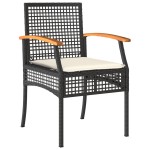 vidaXL Set mobilier de grădină cu perne, 7 piese, negru, poliratan vidaXL Set mobilier de grădină cu perne, 7 piese, negru, poliratan