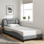 vidaXL Cadru de pat cu LED fără saltea Gri deschis 80x200 cm Material vidaXL Cadru de pat cu LED fără saltea Gri deschis 80x200 cm Material