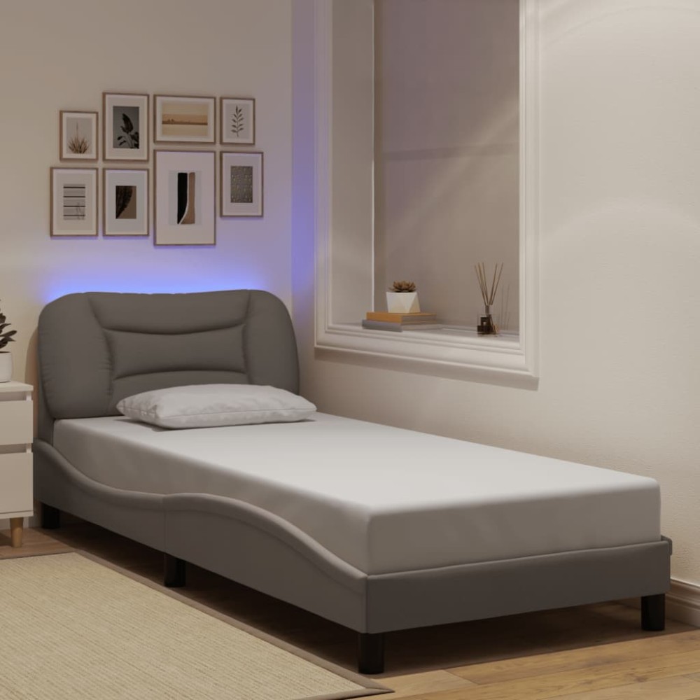 vidaXL Cadru de pat cu LED fără saltea Hvar Taupe 80x200 cm Material