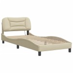 vidaXL Cadru de pat cu LED fără saltea cremă 80x200 cm țesătură vidaXL Cadru de pat cu LED fără saltea cremă 80x200 cm țesătură