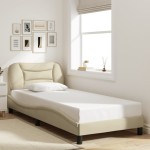 vidaXL Cadru de pat cu LED fără saltea cremă 80x200 cm țesătură vidaXL Cadru de pat cu LED fără saltea cremă 80x200 cm țesătură
