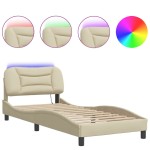 vidaXL Cadru de pat cu LED fără saltea cremă 80x200 cm țesătură vidaXL Cadru de pat cu LED fără saltea cremă 80x200 cm țesătură
