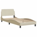 vidaXL Cadru de pat cu LED fără saltea cremă 80x200 cm țesătură vidaXL Cadru de pat cu LED fără saltea cremă 80x200 cm țesătură